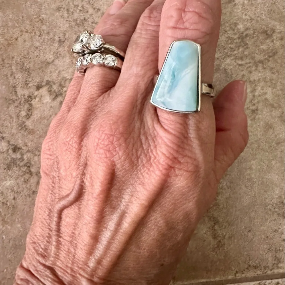 Dune Jewelry Larimar Ring sz6 Sterling Silver - Picture 4 of 8